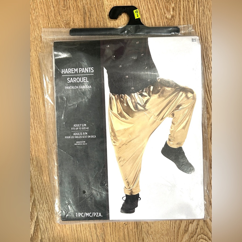 NEW Gold Metallic Hip Hop Harem Pants Men Halloween Costume 80s Party Adult S/M